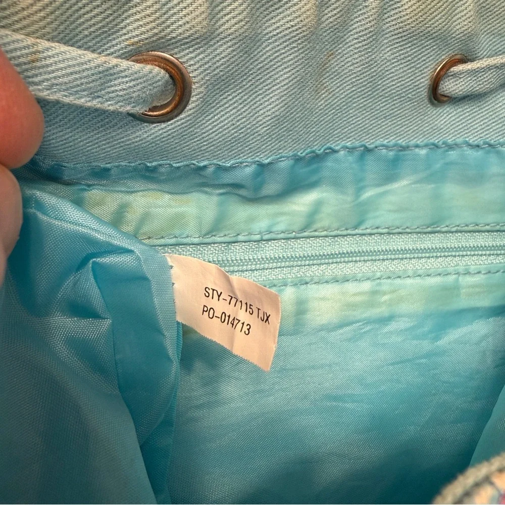 Laura Ashley Blue Gingham Drawstring Bag